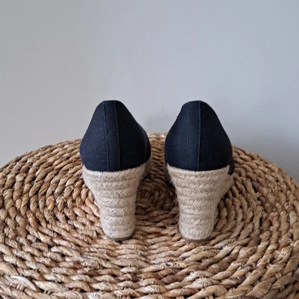 J.Crew Womens Seville Black Canvas Slip On‎ Platform Espadrille Sandals 9.5